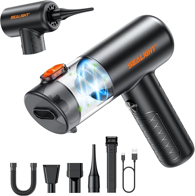 SEALIGHT Handheld Car Vacuum cleaner, 32000Pa 4-in-1 Car Vacuum Cleaner Cordless, 400000 RPM Brushless Motor, One-Touch Cleaning, Car Hoovers for Pet Hair, Home, Office, Kitchen