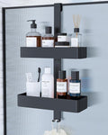 Kitsure Shower Caddy - 2-Tier Over Door Bathroom Accessory Hanging, Drill-Free & Rustproof Bathroom Shelves, Versatile Bathroom Shelf for Shampoo, Towel, Squeegee, 29.1cm×11.2cm×55.3cm, Black