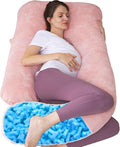 U Shaped Full Body Pregnancy Pillow with Removable Cover for Maternity Women,Pregnancy Pillows for Sleeping,Support for Back, Legs, Belly,55 Inch Pregnancy Pillow for Women (Memory Foam, Pink)