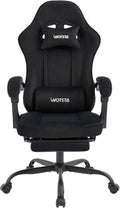 Gaming Chair for Adults, Ergonomic Gaming Chair with Footrest, Lumbar Support and Headrest, Adjustable Height computer chairs gaming, fabric gamer chair for Home Office, Black