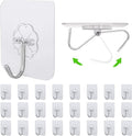 24 PCS Self Adhesive Hooks - 15kg/33lb Max, Transparent Sticky Hooks for Hanging, Heavy Duty Wall Hooks Stick on for Hanging Coat, Towel, Picture, Keys, Wreath - Christmas Light Hooks