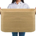 Large Storage Basket, Blanket Basket for Clothes Bedding, Woven Storage Baskets, Toy Storage for Kids, Rope Basket for Living Room, Nursery, Bedroom 55x38x30 cm (Tawny, 1 Pack)