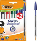 Bic Cristal Original Ballpoint Pens Medium Tip (1 mm) – Assorted Colours, Box of 10