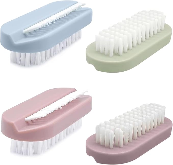 4 PCS Dual-Sided Nail Brush Set – Soft & Firm Bristles Nail Cleaning Brush Scrubber for Fingernails, Hands & Feet – Portable Nail Brushes for Deep Cleaning, Nail Art & Everyday Use