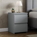Vida Designs Denver 2 Drawer Large Bedside Cabinet Bedroom Storage Chest, Modern Nightstand End Table H48 x W39.5 x D 39.5 cm (Grey)