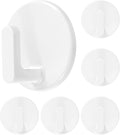 Self Adhesive Hooks, 6 Pack Strong Sticky Small Round White Wall Hooks for Hanging, Kitchen, Bathroom, Keys, Utensils & Home Decor No Drilling