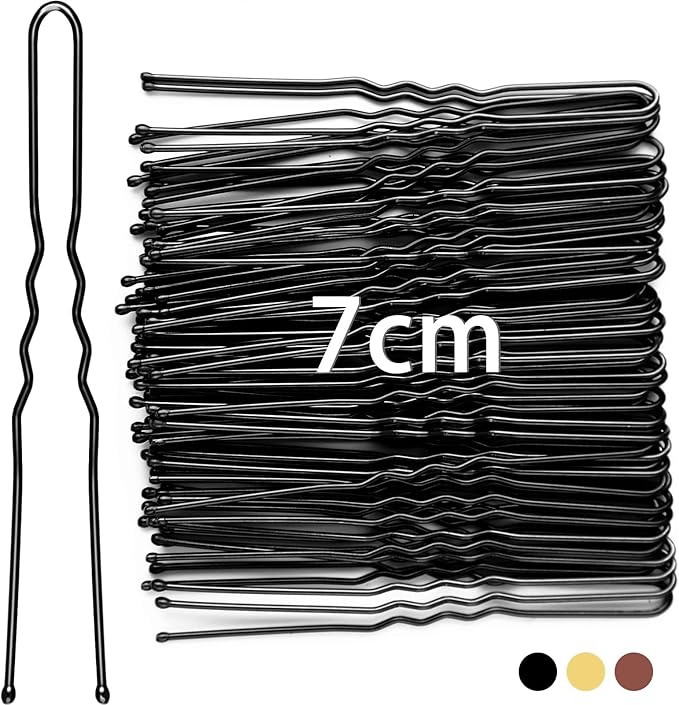 7cm Hair Pins for Buns, 50pcs Bobby Pins Black, U Shaped Hair Pins for Women Girls, Hair Grips for Thick Hair, Hair Styling Accessories for Wedding Salon Home Use (Black, 2.76 Inch)