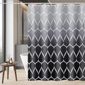 GERUIKE Weighted Shower Curtain 180 x 200 cm, Waterproof Anti-Mould Textile 130GSM Polyester Fabric, Machine Washable with 12 Rings & Grey Black Gradient Wave Pattern