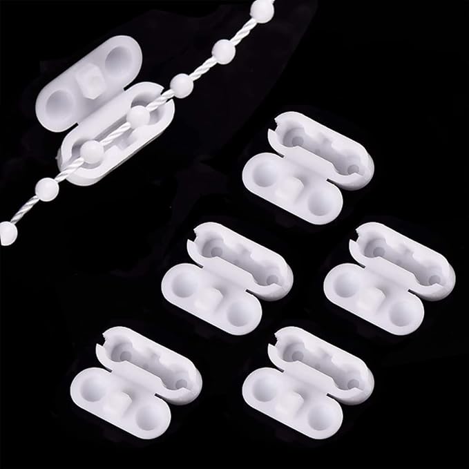Roller Blind Cord Connector Clips, Replacement Pull Ball Chain Connector fits 4.5mm Roller, Roman and Vertical Blinds, 5 Pcs Plastic