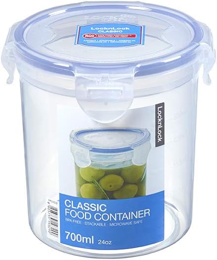 Lock & Lock HPL932D Round Storage Container - Clear/Blue, 700ml