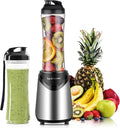 La Reveuse Smoothie Blender Personal Size with 2 BPA Free Portable Travel Sports Bottles (550ml),300 Watts,Silver
