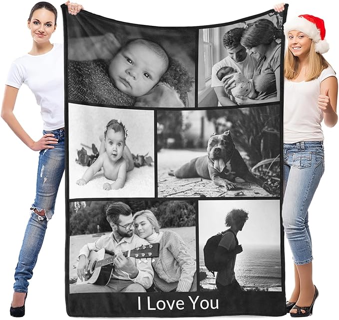 LNM Personalised Blanket with Photo, Personalised Photo Blanket, Customised Blankets, Custom Picture Blankets, Valentines Gifts for Her Him Women Men Girlfriend Boyfriend Couple Mum Dad Family Pet