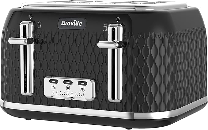 Breville Curve 4 Slice Toaster with High Lift & Wide Slots | Black & Chrome [VTT786]
