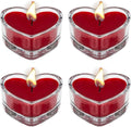 AKH® Heart Shaped Candles in Glass Jar Holder | Pack of 4 | Romantic Valentine's Day Candles, Ideal for Weddings, Home Décor, and Special Occasions | Love Heart Tea Lights | 4.5CM