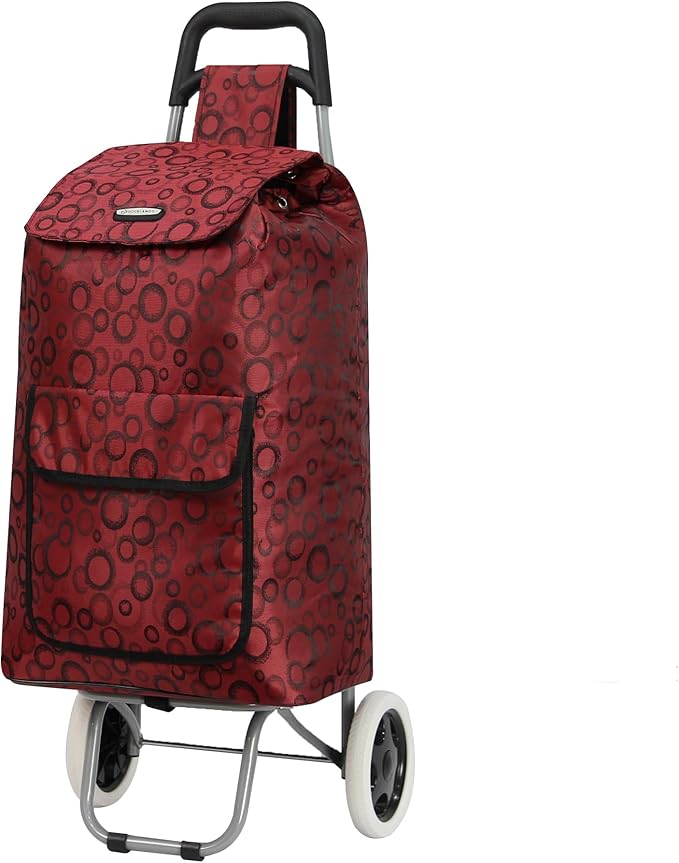 ARIANA Lightweight 2 Wheel Large Shopping Trolley Shopping Cart Grocery Bag Shopper - ST54 (Circles-Burgundy)
