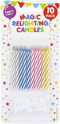 PMS Relighting Birthday Cake Candles with Holders Assorted Colours