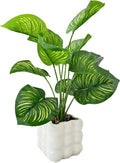 Leixi 35CM Fake Plants Small Artificial Faux Plants with Pot for Home Office Farmhouse Bedroom Living Room Desk Kitchen Windowsill Indoor Outdoor Decor