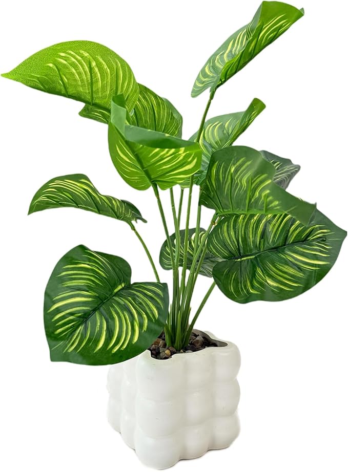 Leixi 35CM Fake Plants Small Artificial Faux Plants with Pot for Home Office Farmhouse Bedroom Living Room Desk Kitchen Windowsill Indoor Outdoor Decor
