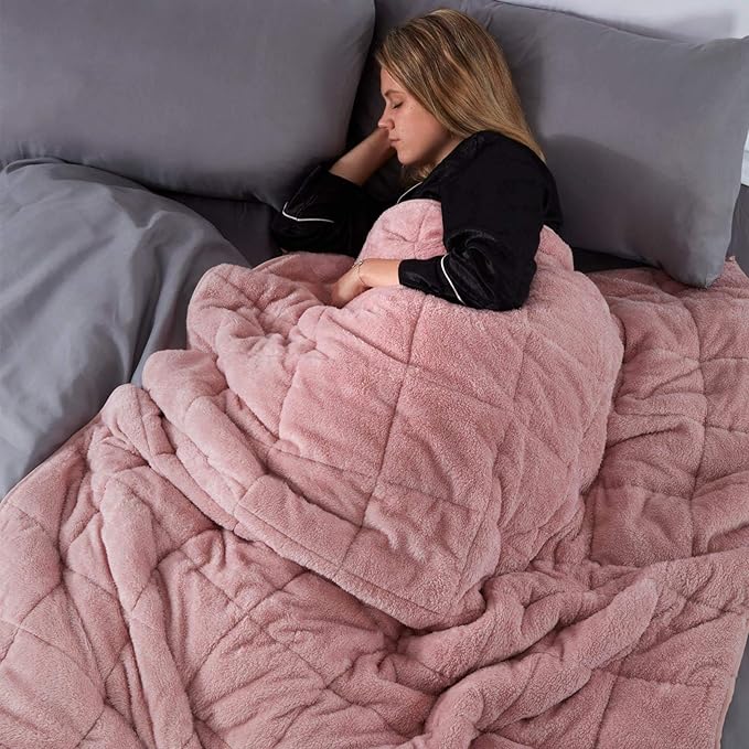 Brentfords Teddy Weighted Blanket for Adults Sleep Therapy Anxiety Stress Relief Super Soft Throw, Blush Pink, 125 x 150cm - 4kg(Disclaimer: Only suitable for age 3+ years)