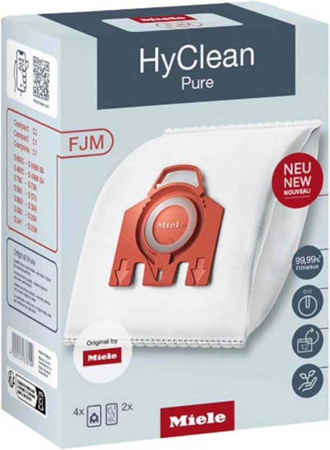 Compatible with Miele 12281690 3D Efficiency FJM Vacuum Cleaner Bags for Bagged Miele Vacuum Cleaners, Pack of 4