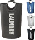 Armo® 90L Large Laundry Basket Foldable Collapsible Freestanding Washing Bin Basket (Dark Grey)