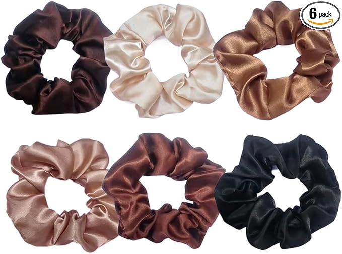 Jxuane Hair Scrunchies, 6 Pack Colorful Scrunchies for Women - Soft Elastic Hair Bands, Ponytail Holders
