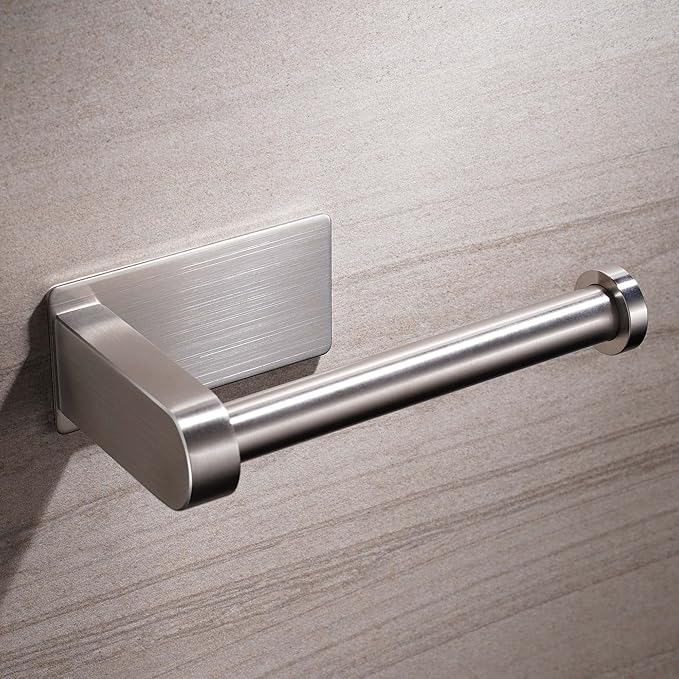 Toilet Roll Holder Wall Mounted, Premium 304 Stainless Steel Toilet Paper Holder Self Adhesive for Bathroom & Kitchen, Strong Adhesiveness and Waterproof,Silver