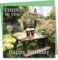 Birthday Card. Pub Garden Design. 150x150mm supplied with Envelope. Eco-friendly. Message inside. Made in Britain.