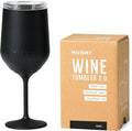 Huski Wine Tumbler 2.0 | New | Award-Winning Design with Detachable Stem | Premium Stainless Steel Wine Glass with Lid | Triple Insulated Tumbler | 355ml Capacity | Great Gift (Black)