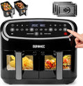 Duronic AF24 Dual Air Fryer, 10L Large Capacity Digital Air Fryer with Dual Zone Baskets, 10 Cooking Presets, Sync Cook & Finish, 2400W Fast Cooking, Viewing Window, Dishwasher-Safe – Family Size