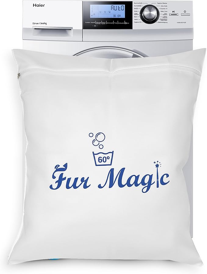 Fur Magic Pet Laundry Bag Keeps Your Washing Machine Free From Pet Hair Large Size, Removes Dog Cat Horse Rabbit Fur, 60 Degrees Washing, White