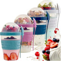 Overnight Oats Jar, Overnight Oats Container, Reusable Yogurt Pots Set of 4 With Lids, Yoghurt Pots with Spoon, 20 Oz 600ml Yoghurt Container, Dishwasher Safe (Blue & Purple & White & Ocean Blue)