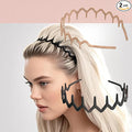 Set of 2 Zig Zag Headbands, Wavy Hair Band with Teeth, Headbands for Women, Hair Hoop Accessory for Women (Coffee and Beige)