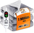 Mia&Coco Electric Heated Blanket Super King 180×200cm, Flannel Fleece Throw, 10 Heat Levels 25–53°C, 1–9H Auto-Off Timer Fast Heating, LED Controller, Overheat Protect, Machine Washable, UK Plug Grey