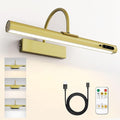 HARPER LIVING Wireless Picture Light, Rechargeable Battery Wall Lamp with Remote, 180° Adjustable Magnetic Painting Light with Timer LED Wall Sconce for Pictures Dartboard Artwork Gallery-Gold[Energy Class D]