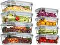 Vtopmart Glass Containers with Lids, 8 Pack Glass Meal Prep Containers, Lunch Box with BPA Free, Stackable, High Temperature Resistance, for Freezer, Camping (35OZ & 12OZ)