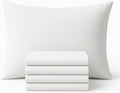 4 Pack Egyptian Cotton Pillow Cases - 250 Thread Count, Premium Hotel Quality, Soft & Breathable, Envelope Closure Pillowcases - Standard Size (50x75 cm), White