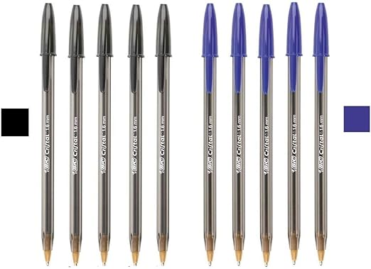 BIC 1.6mm Large Black and Blue Bold Ink Pen - 5 Black & 5 Blue