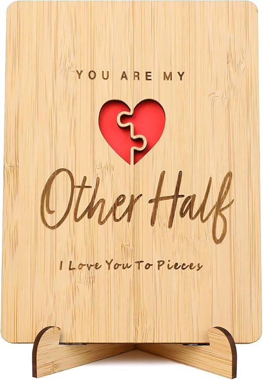 Valentines Day Card, Wood Valentines Card, Valentines Day Gifts for Her Him, Wedding Anniversary Card for Wife, Husband, Girlfriend, Boyfriend