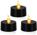 12 Pack LED Tea Lights, Warm Yellow Light, Black Base[Energy Class A]