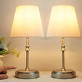 Bedside Lamps, Touch Control Table Lamp Nightstand Lamps with Silver Base 3-Way Brightness Dimmable Desk Lamp for Bedroom Living Room Children's Room Decor LED Bulb Included 2 Pack[Energy Class F]