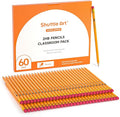 Shuttle Art #2 HB Pencils with Rubbers, 60 Pack Bulk Pencils Set, Sharpened Pencils for Kids Teachers Writing Graphiting, School Writing Wooden Yellow Pencils Set for Children, Back to School Supplies