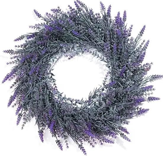 Lavender Wreath for Front Door,49 cm/18 inch Artificial Spring Summer Valentine All Season UV Protection Outdoor Farmhouse Wreath For Wedding Party Home Wall Fireplace