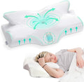 Elviros Cervical Memory Foam Pillow for Neck Pain Orthopedic Neck Pillow for Shoulder Pain Ergonomic Head Neck Support Pillow for Side/Back/Stomach Sleepers with Removable Cover (White)