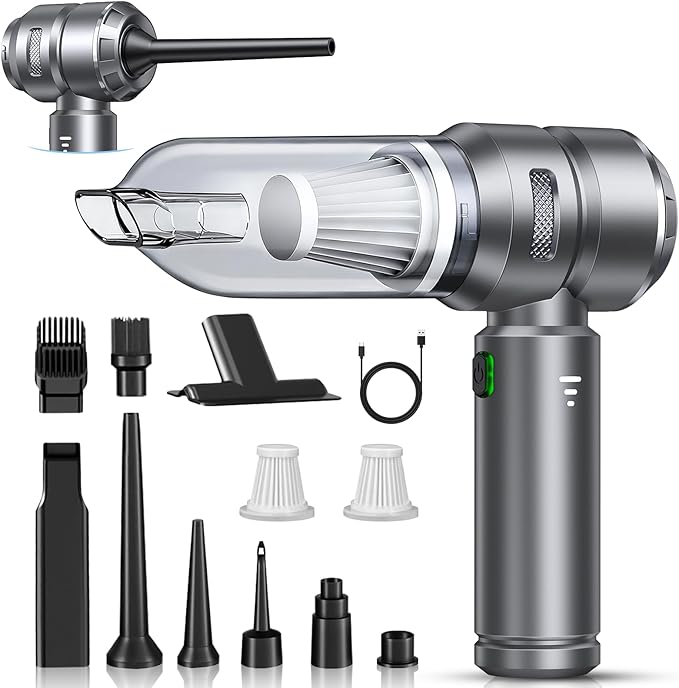 Handheld Vacuum Cleaner, 22000Pa Car Vacuum Cleaner Cordless Powerful, Brushless Motor, Multiple Brush Heads, 4-in-1 Multifunctional Portable Mini Car Hoover for Office/Home/Pet Hair, Dark Grey