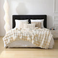 Faux Rabbit Fur Luxury Plush Sherpa Throw Blanket Reversible Fuzzy Warm Cozy Fluffy Fur Blanket for Bed Sofa Couch Home Decor (Beige Tie-dyed, 150 * 200cm)