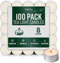 GloBrite Unscented Tea Lights – 8 Hour Burn Tealight Candles – Long Burning Tea Lights for Home, Events & Decorative Use (Pack of 100)