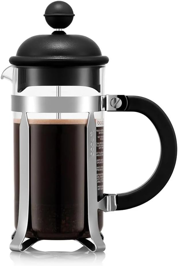 Bodum French Press Caffettiera Black - 350ml / 3 Cup Coffee Maker - Durable Glass & Stainless Steel Filter - BPA-Free Dishwasher Safe Percolator - Cafetiere Made in Portugal