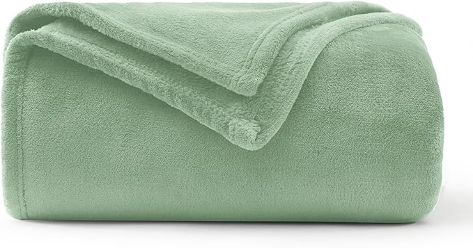 WAVVE Fleece Blanket Sofa Throw Sage Green 4ft x 5ft - Fluffy Soft Warm Versatile Blanket for Sofa/Couch/Bed Throw/Single Size,130x150 cm