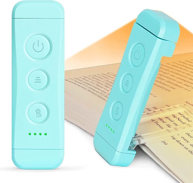 Glocusent Reading Light Book Light Clip On,Eye Caring Reading Lights for Books in Bed, 3 Colours & 5 Brightness Dimmable, Portable & Flexible, Long Lasting up to 80 hrs, Perfect for Book Lover